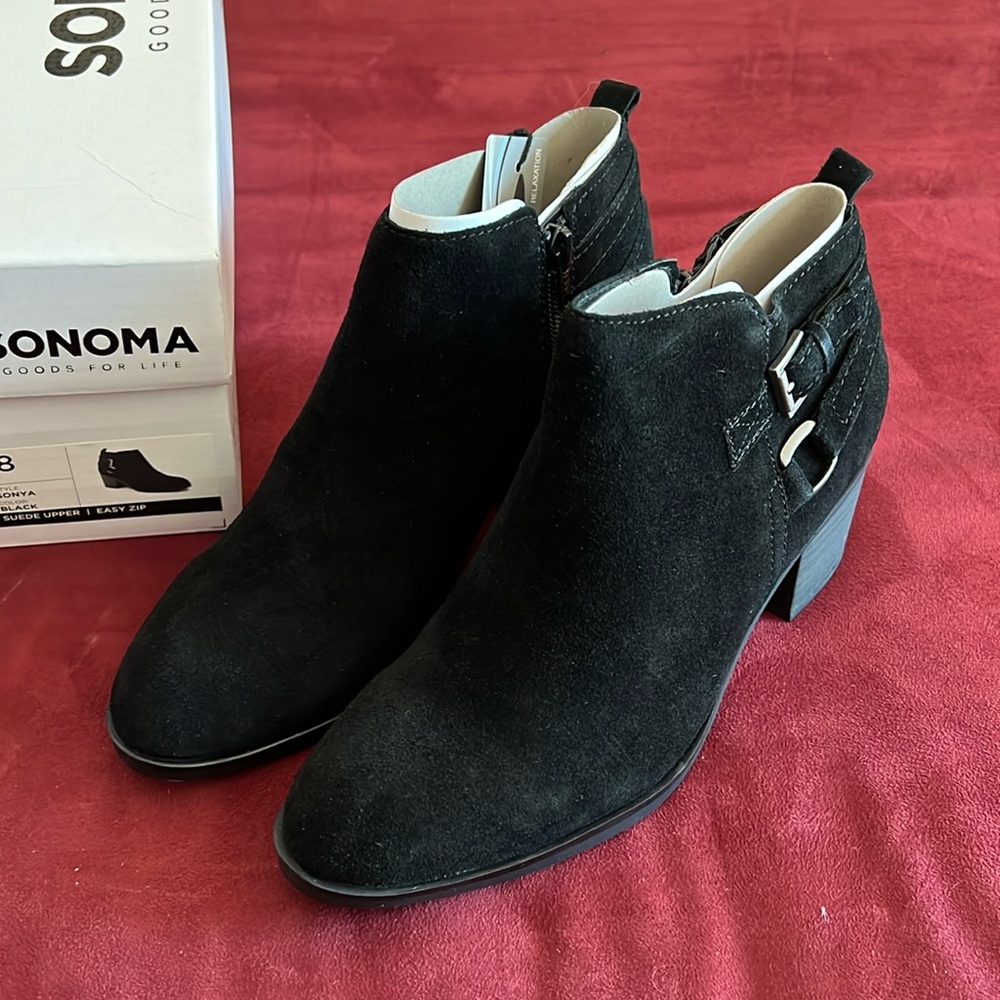 NWT Sonoma Goods for Life Black Leather ankle boots (size 8)
